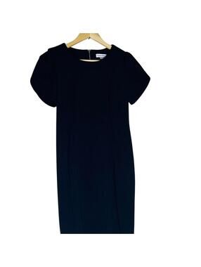 NWOT Calvin Klein Navy Ruffle Sleeve Sheath Dress 12P Knee Length Work Career